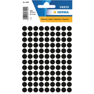 Multi-purpose Labels Round 8mm Black (1849)