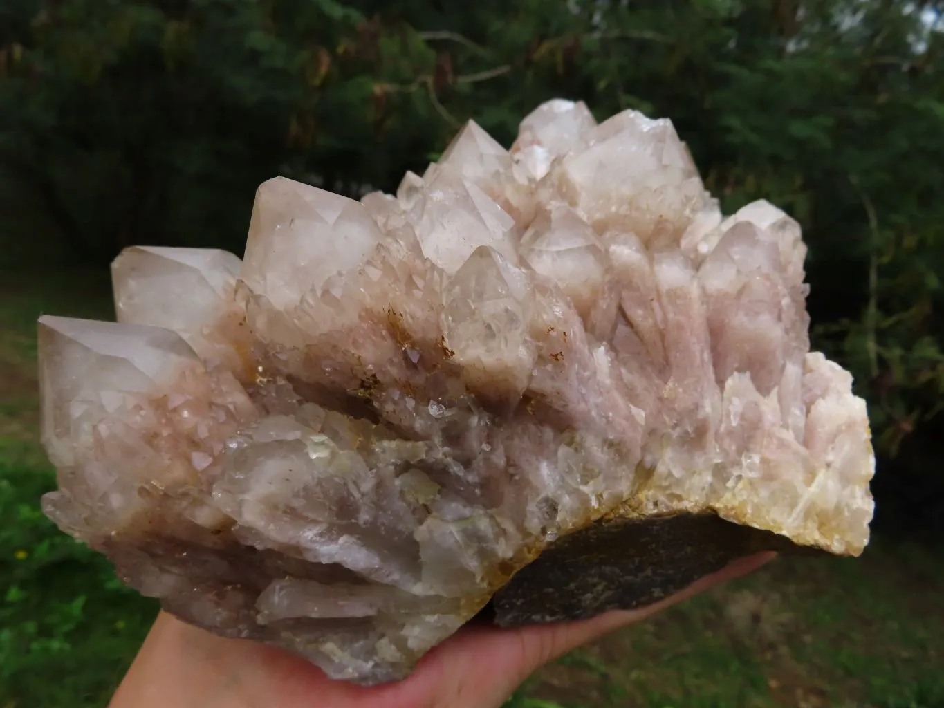 Natural White Phantom Cascading Smokey Quartz Cluster x 1 From Luena, Congo