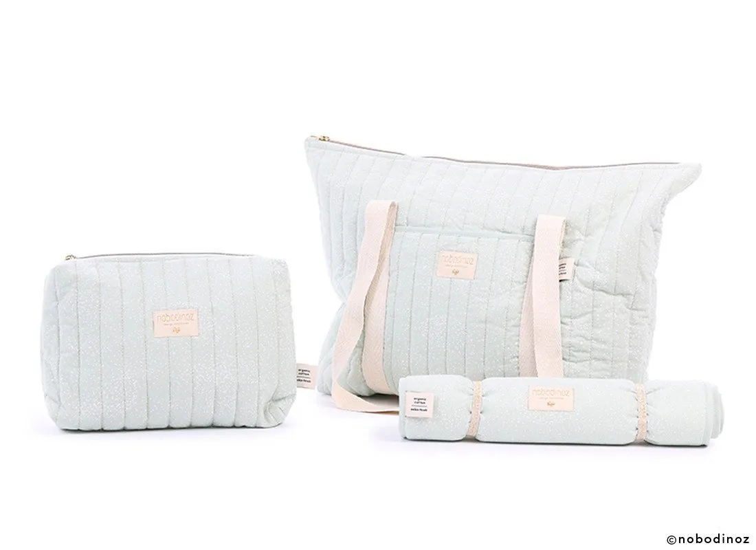 Nobodinoz Paris Maternity bag - White Bubble / Aqua