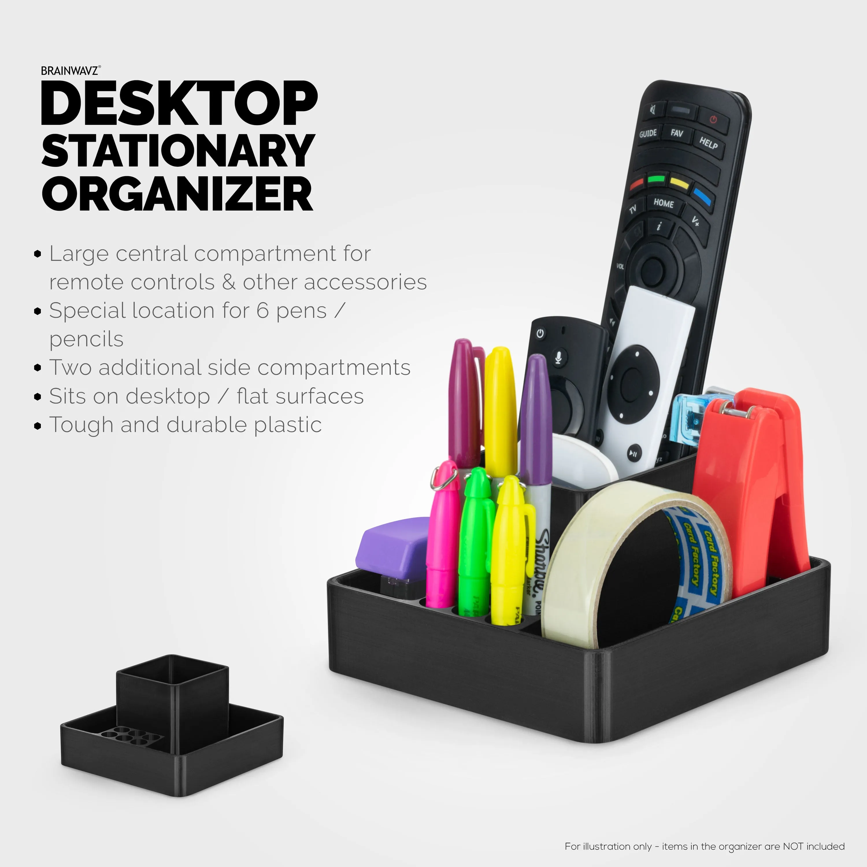 Pen Holder & Desktop Stationery Organizer, TV Remote Control & Office Supplies, For Pens, Pencils, Scissors, Staplers Other Small Home Office Supplies & Accessories (D06)