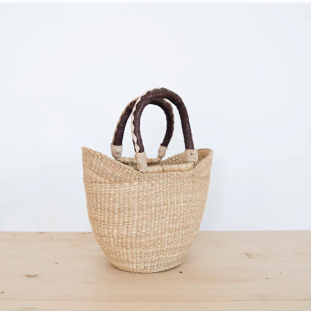 Petite Natural U-Shopper with Leather Handles