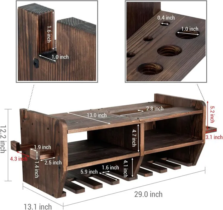 Power Tool Organizer, Wall Mounted Toolbox Storage Shelves, Drill and Hand Tool Hanging Slots Circular Saw Holder