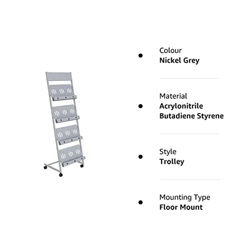 Pragati Systems Prime Quality Crca Steel Display Floor Standing Or Tabletop Stand (4 Shelf, 18 Inch, Grey, Mt-18), Tiered Shelf