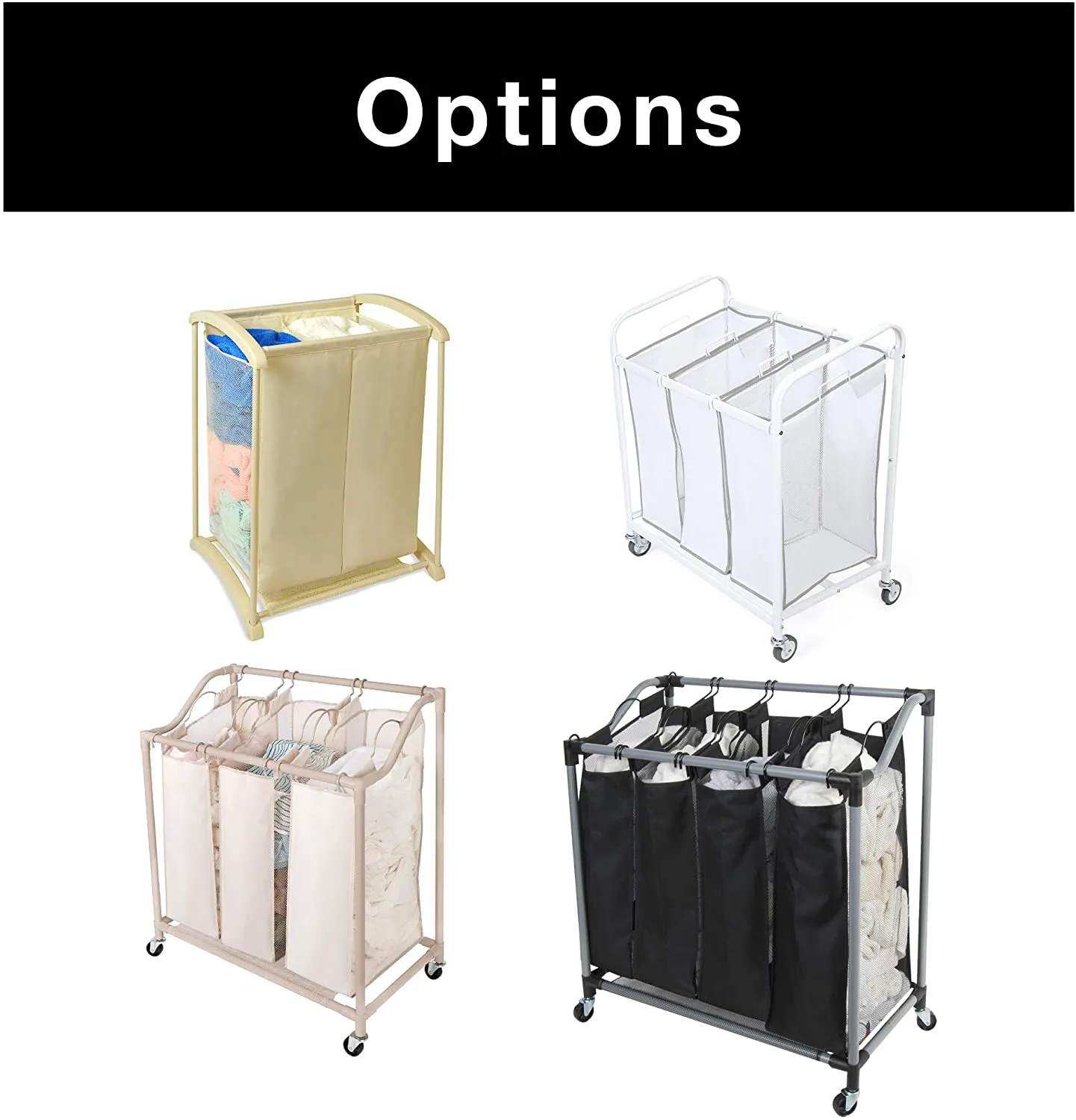 Premium Rolling 3-Compartment Mesh Laundry Sorter Hamper with Wheels and Handles - Holds 9 Loads