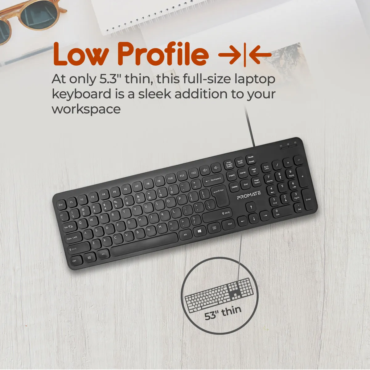 Quiet Key Wired Compact KeyBoard & Mouse