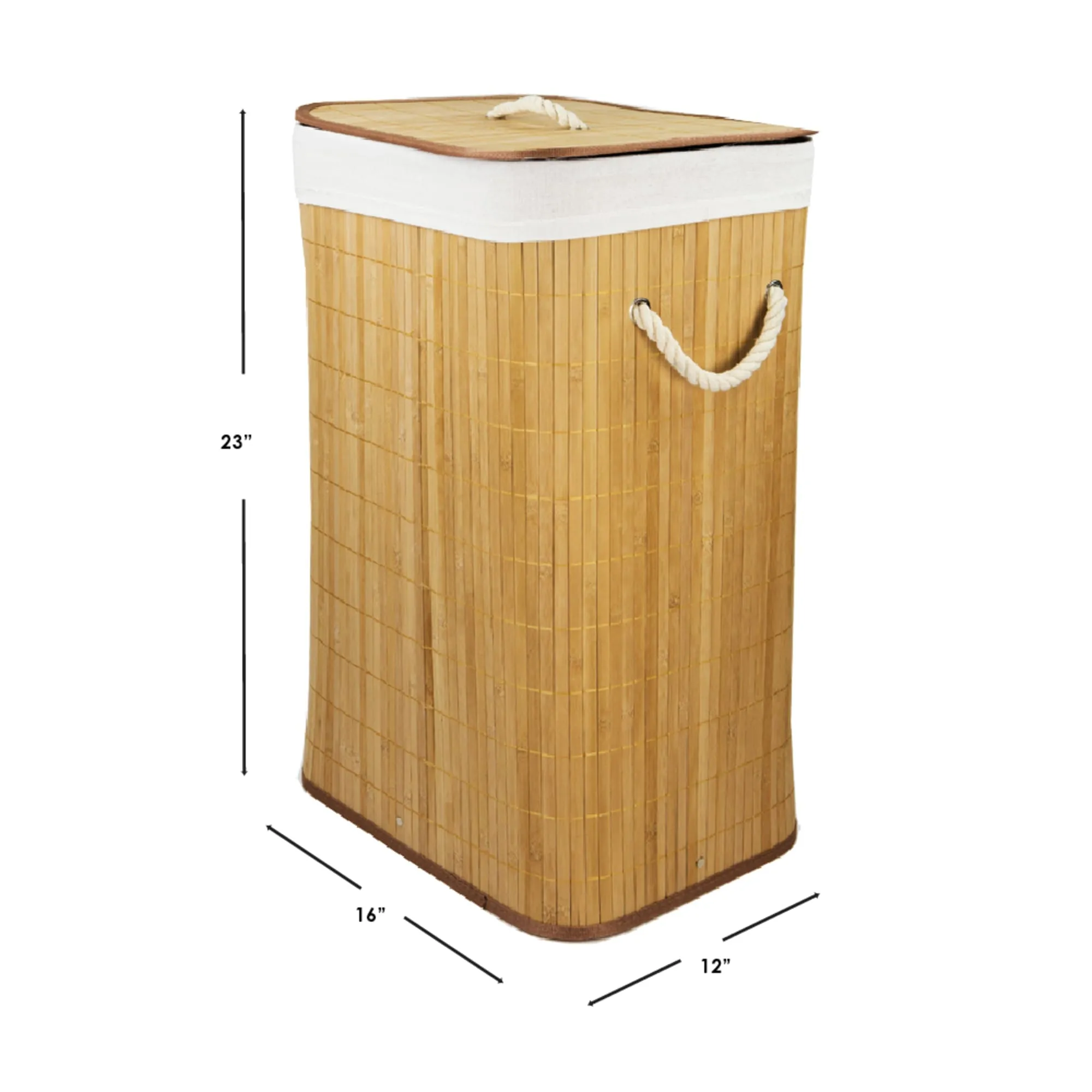 Rectangular Bamboo Hamper, Natural