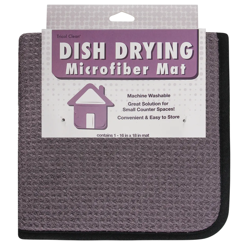 Recycled Honeycomb Microfiber Dish Drying Mat, Charcoal