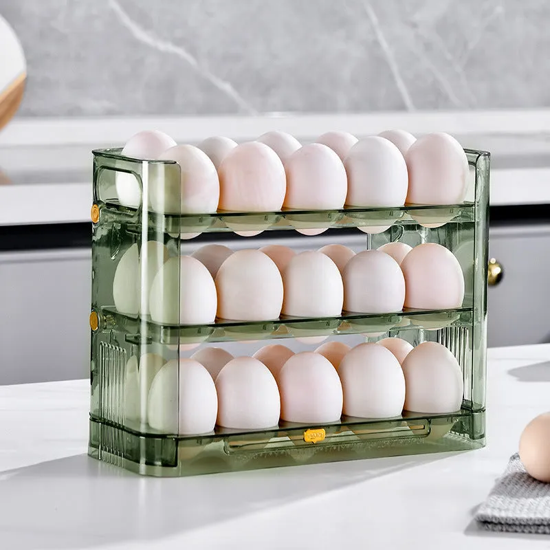 Reversible three-layer egg storage box