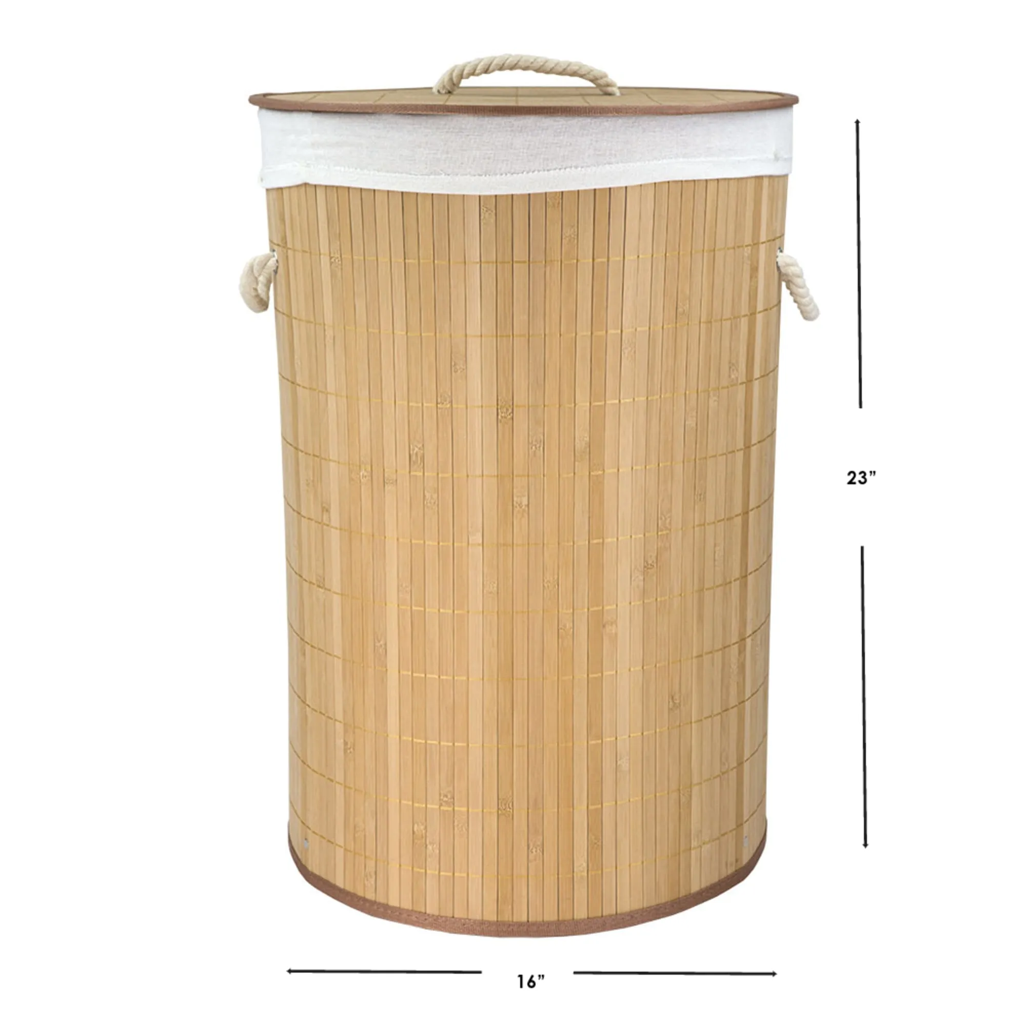 Round Foldable Bamboo Hamper, Natural