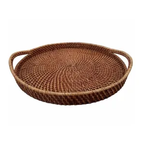 Round Wicker Serving Tray