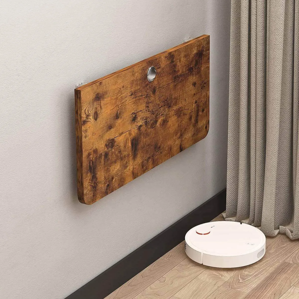 Rustic Brown Wood Wall Mounted Fold Down Desk