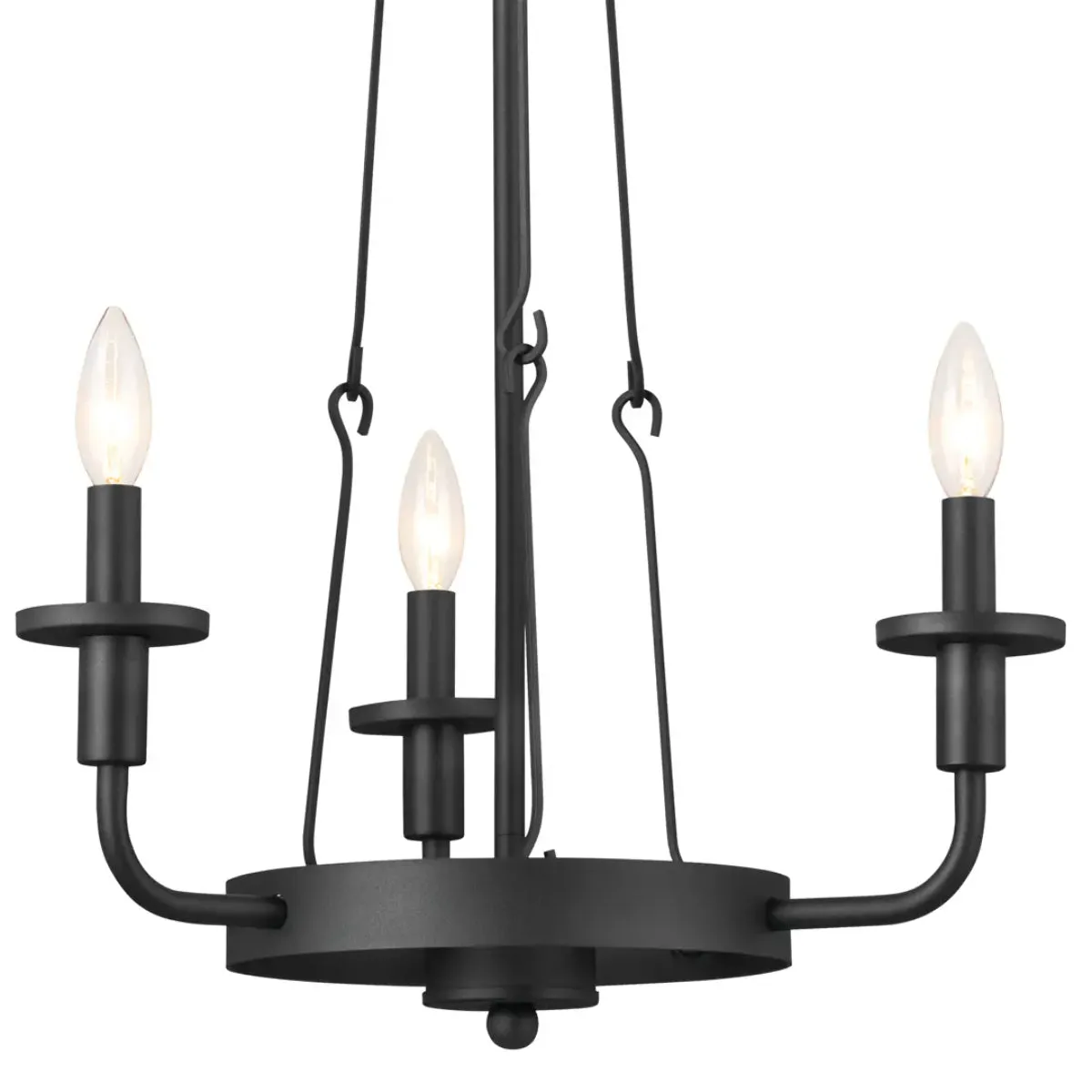 Vetivene 21" 3-Light Chandelier, Textured Black Finish