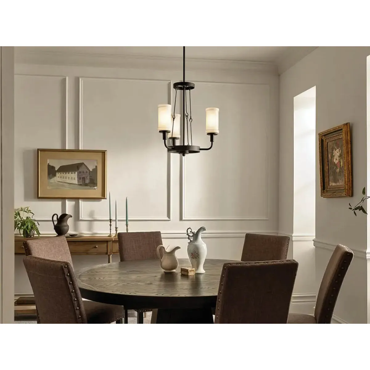 Vetivene 21" 3-Light Chandelier, Textured Black Finish