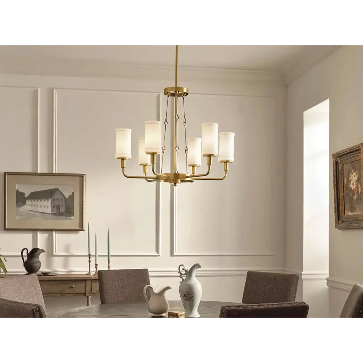 Vetivene 29" 6-Light Chandelier, Natural Brass Finish