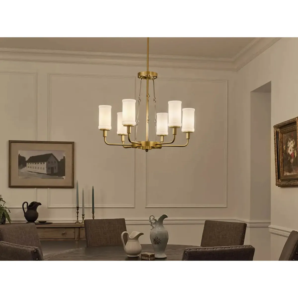 Vetivene 29" 6-Light Chandelier, Natural Brass Finish