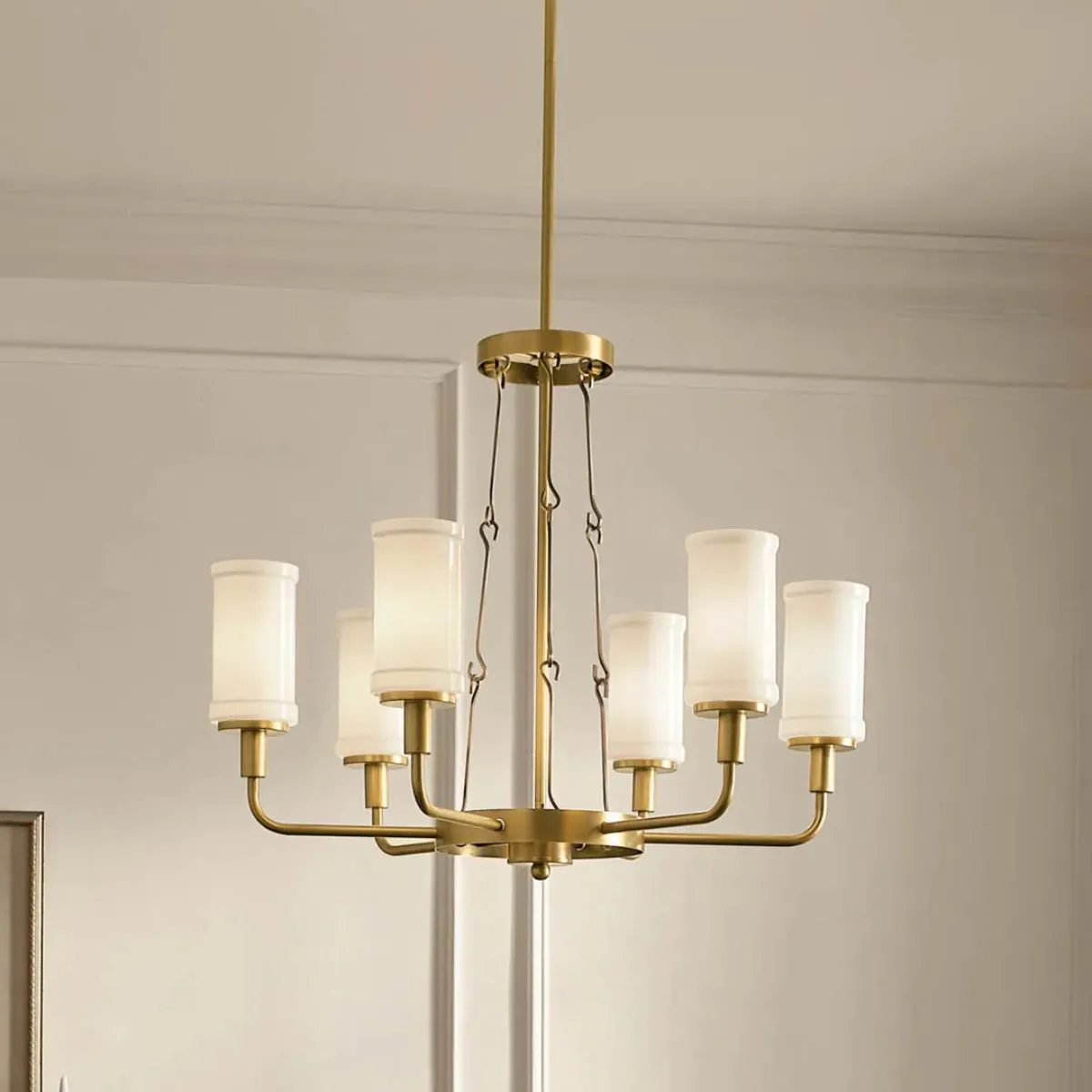 Vetivene 29" 6-Light Chandelier, Natural Brass Finish