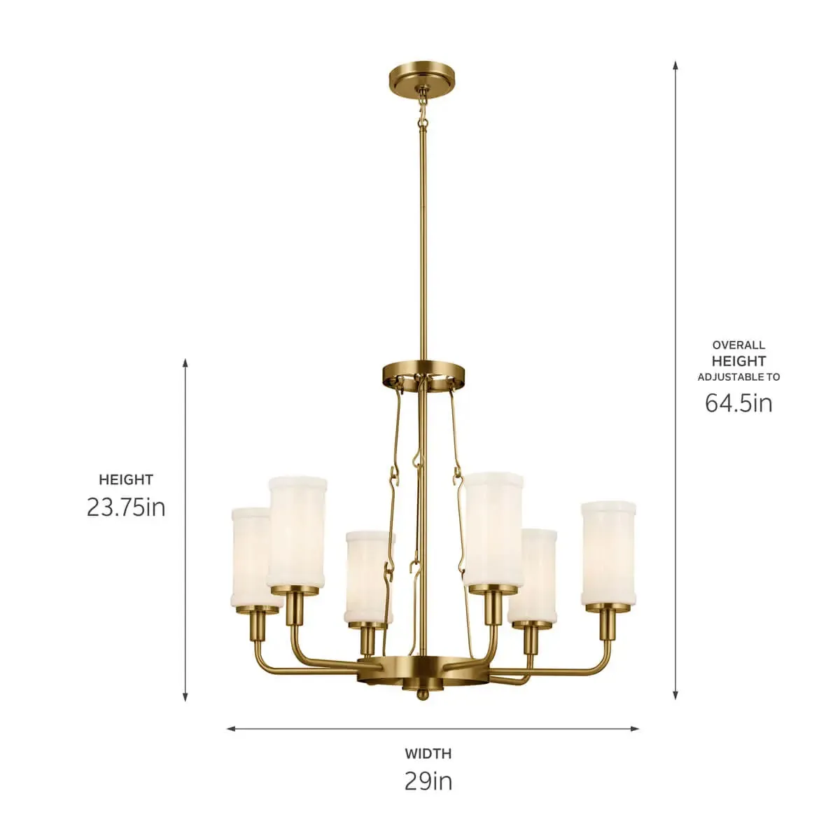 Vetivene 29" 6-Light Chandelier, Natural Brass Finish