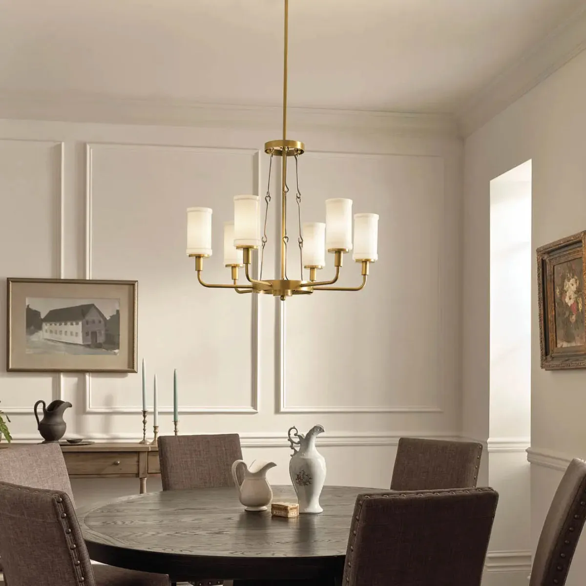 Vetivene 29" 6-Light Chandelier, Natural Brass Finish