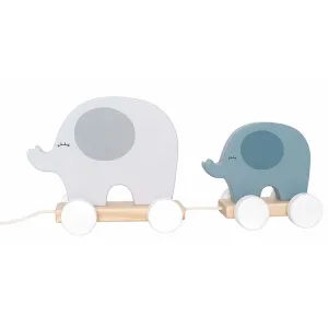 Wooden Pull Along Grey Elephant Toy